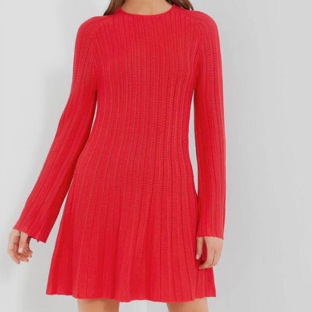 NEW Tuckernuck Adi Knit Bell Sleeve Dress Women’s XL Red Pomander Place Designer - Picture 2 of 13
